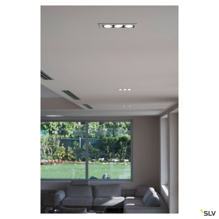 KADUX 3 SET recessed fitting, triple-headed LED, 3000K, rectangular, matt white, 38°, 3x9W, incl. driver