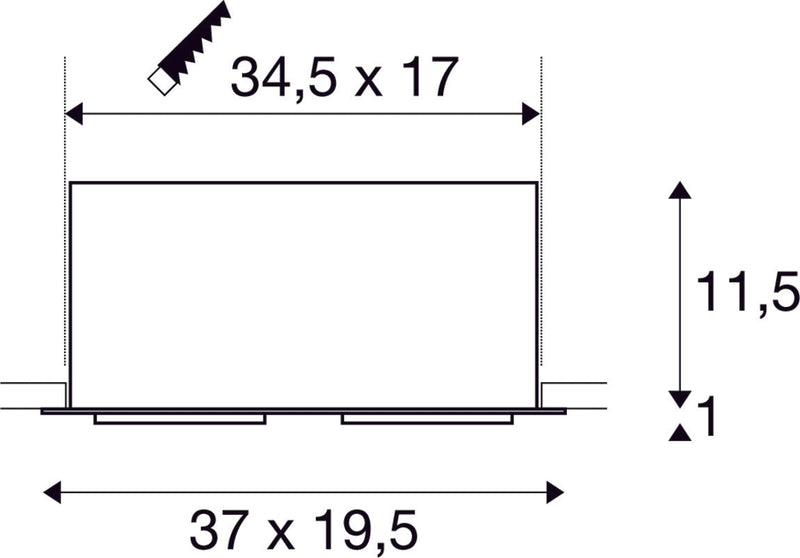 KADUX 2 SET recessed fitting, double-headed LED, 3000K xl, rectangular, matt black, 30°, 54W, incl. driver, clip springs
