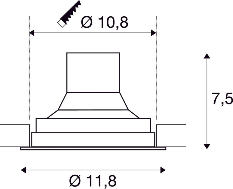 SUPROS 78, recessed fitting, LED, 3000K, round, white, 60° lens, 9W
