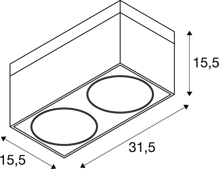 KARDAMOD ceiling light, double-headed, QPAR111, rectangular, matt black, max. 150W