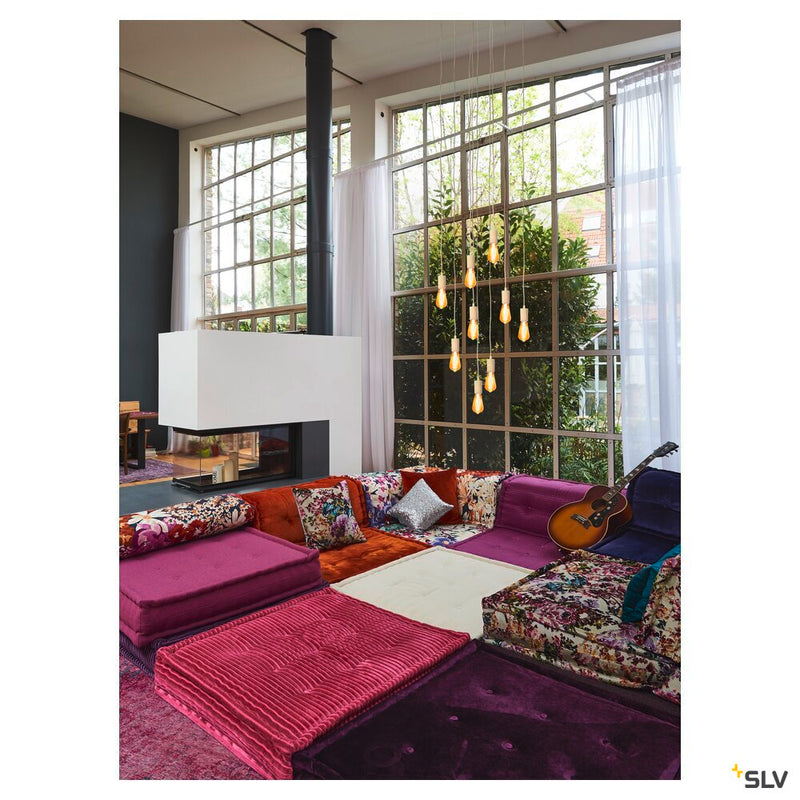 FITU pendant, A60, round, white, 5m cable with open cable end, max. 60W