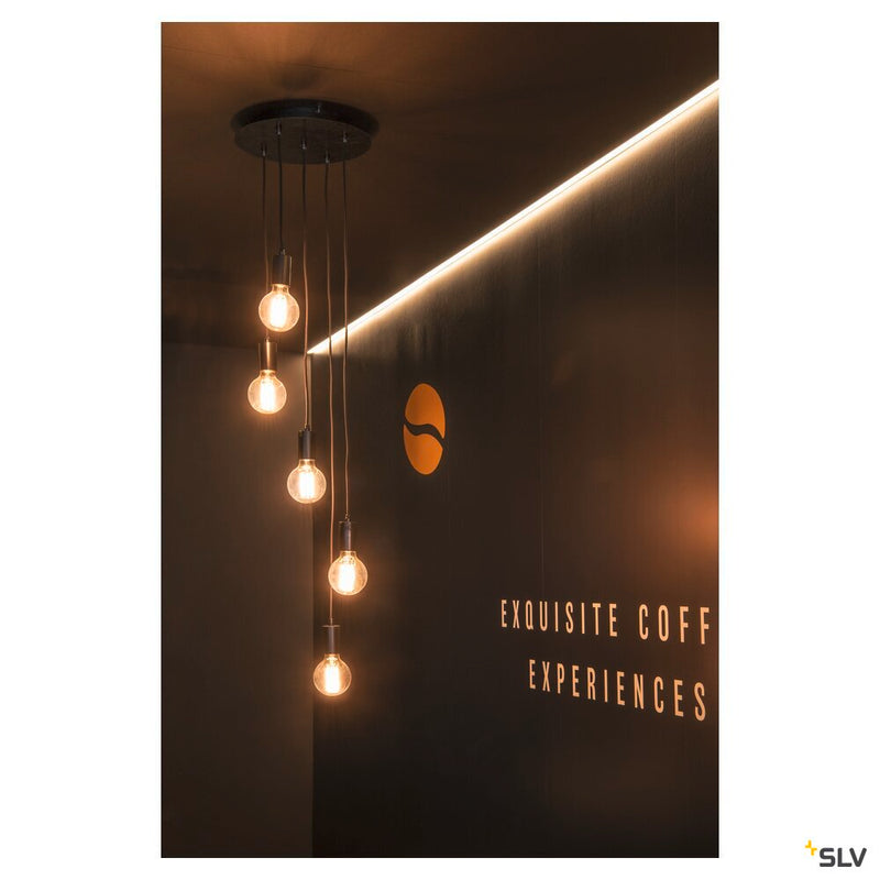 CEILING PLATE FITU 5-way ceiling plate, round, black, incl. strain-relief