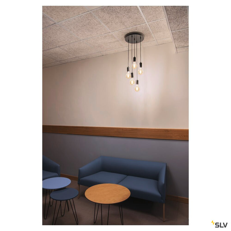 CEILING PLATE FITU 5-way ceiling plate, round, black, incl. strain-relief
