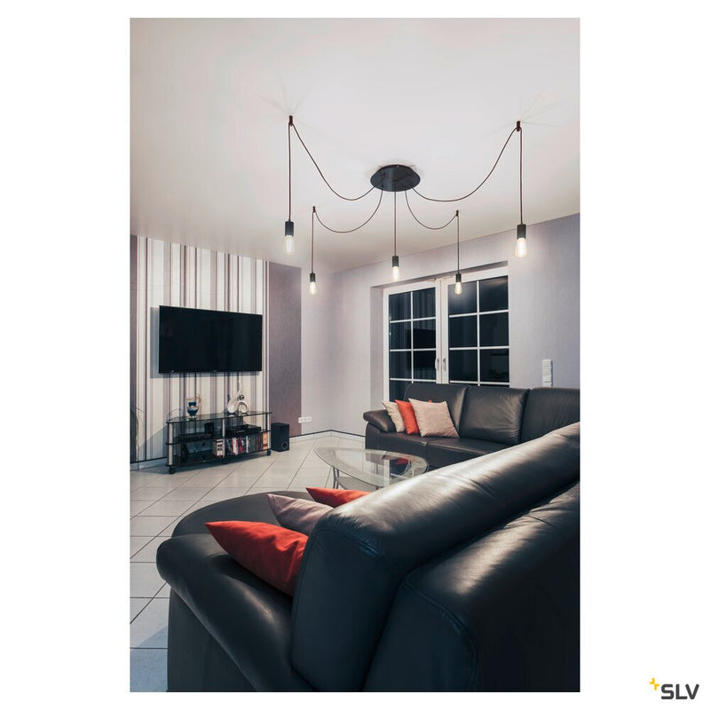 CEILING PLATE FITU 5-way ceiling plate, round, black, incl. strain-relief