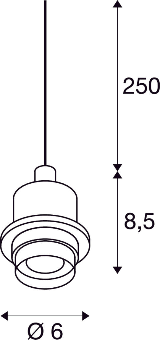 FENDA suspension, A60, black, without shade, without canopy, open cable, max. 60W