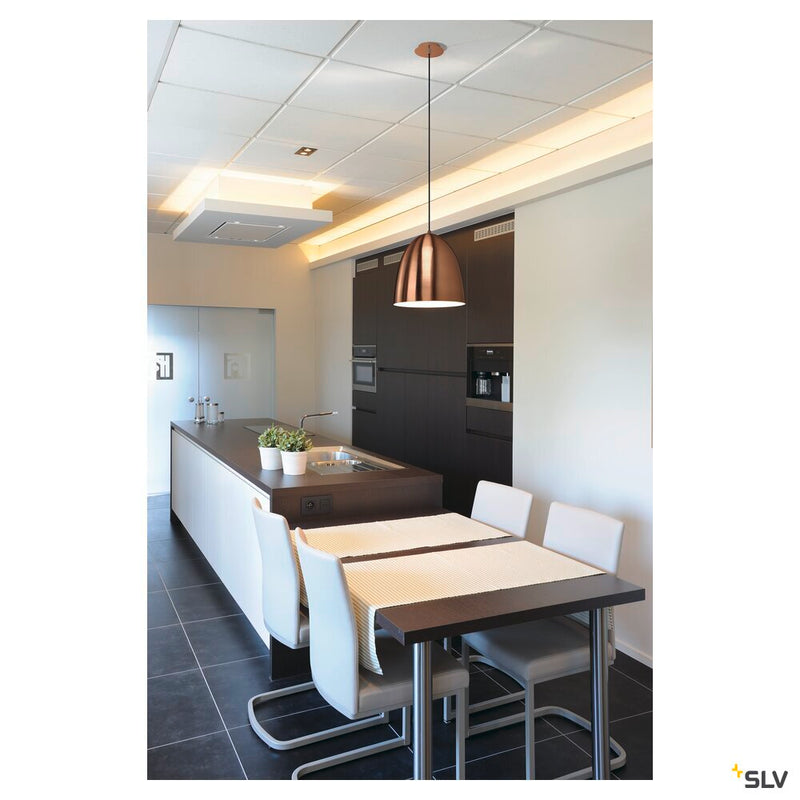 PARA CONE 30, pendant, TC-(D,H,T,Q)SE, round, brushed copper, Ø 30 cm, max. 60W