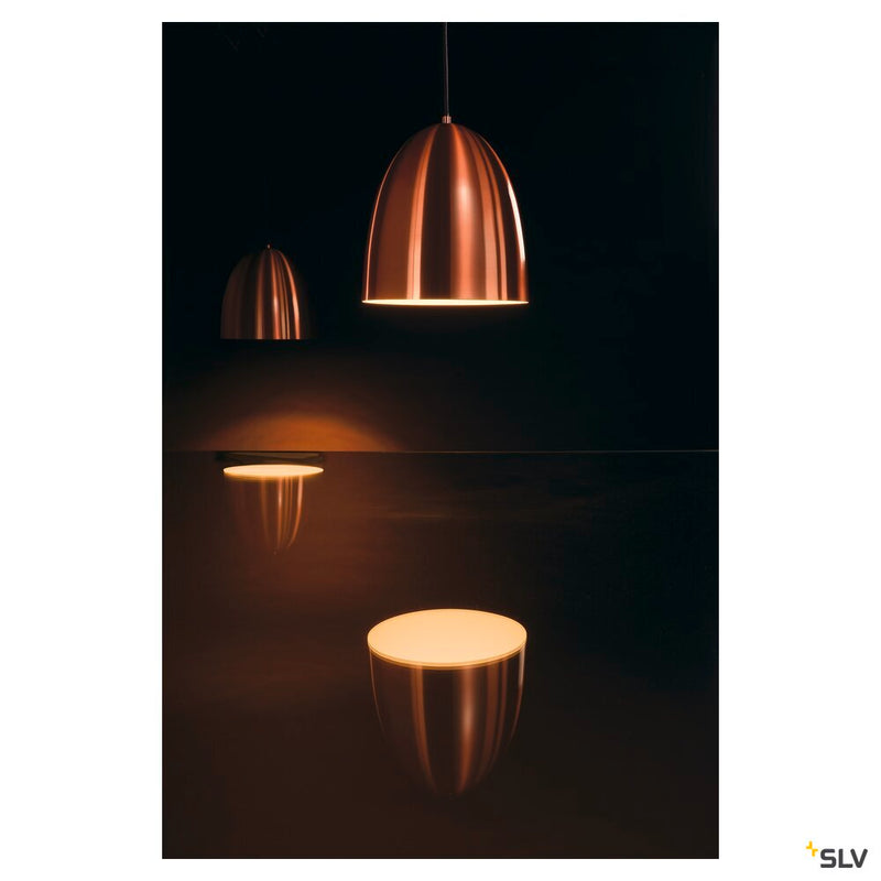 PARA CONE 30, pendant, TC-(D,H,T,Q)SE, round, brushed copper, Ø 30 cm, max. 60W