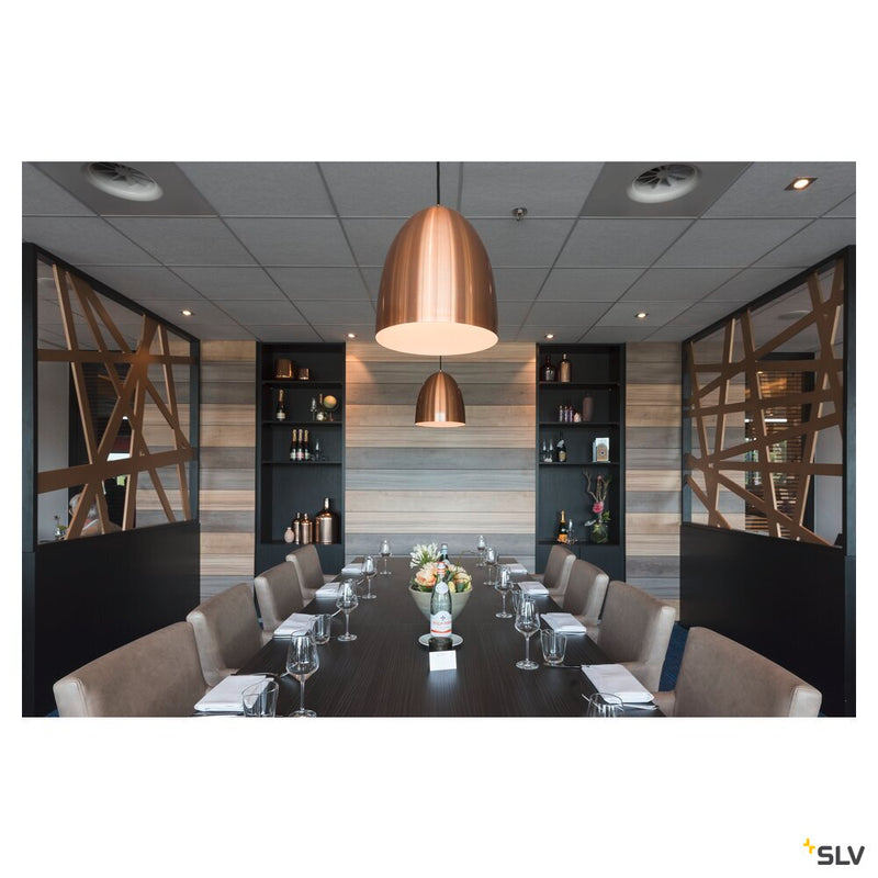 PARA CONE 30, pendant, TC-(D,H,T,Q)SE, round, brushed copper, Ø 30 cm, max. 60W