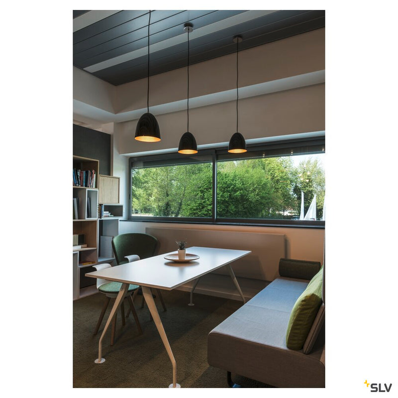 PARA CONE 20, pendant, A60, round, black / gold, Ø 20 cm, max. 60W