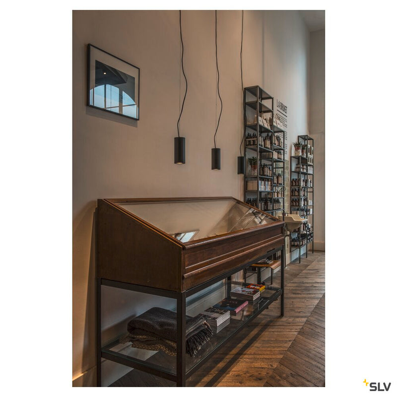 SUPROS 78, pendant, LED, 3000K, round, black, 60° lens, 9W