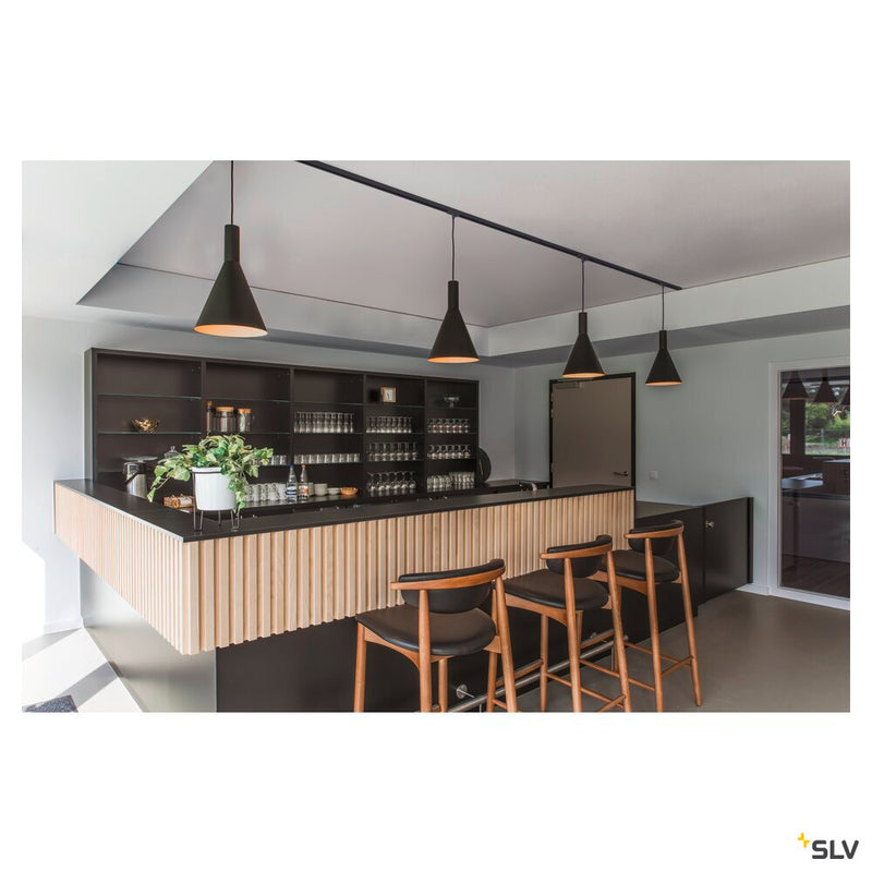 PHELIA pendant, TC-(D,H,T,Q)SE, black, Ø/H 28/42 cm, max. 23W