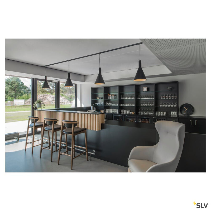 PHELIA pendant, TC-(D,H,T,Q)SE, black, Ø/H 28/42 cm, max. 23W