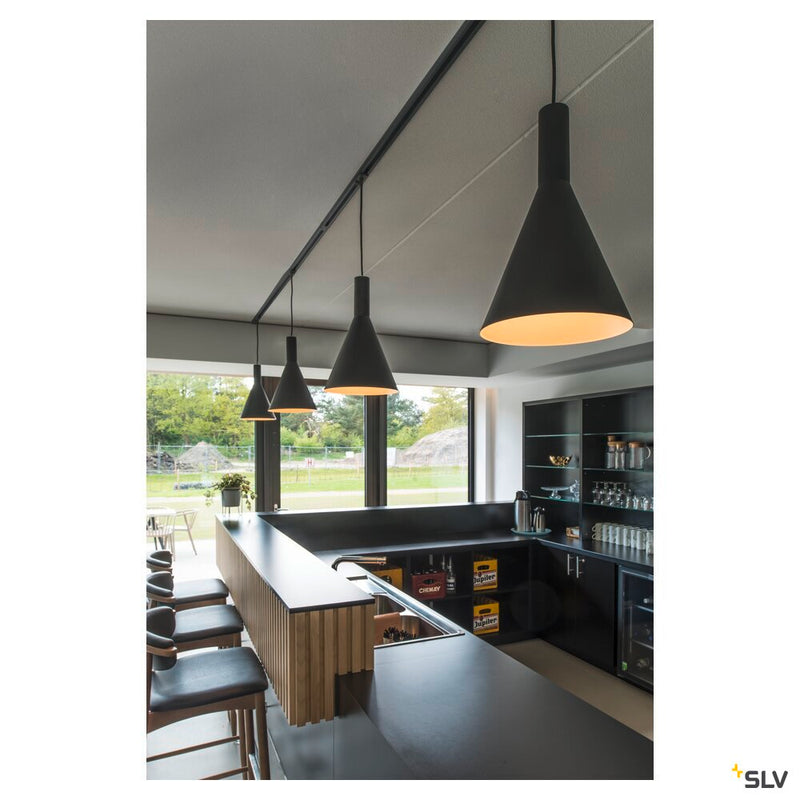 PHELIA pendant, TC-(D,H,T,Q)SE, black, Ø/H 28/42 cm, max. 23W