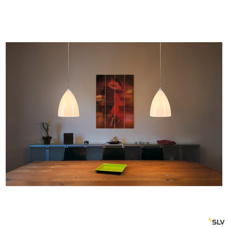 TONGA, pendant, A60, round, white, ceramic shade , silver-grey ceiling plate, max. 60W