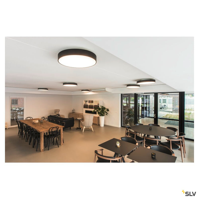 MEDO 60 ceiling light, LED, 3000K, round, black, Ø 60 cm, can be converted to a pendant, 40 W