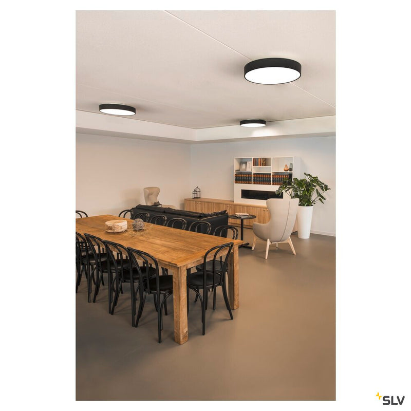 MEDO 60 ceiling light, LED, 3000K, round, black, Ø 60 cm, can be converted to a pendant, 40 W