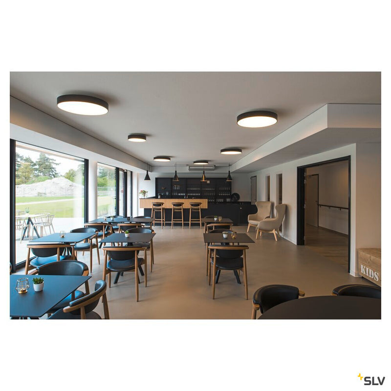 MEDO 60 ceiling light, LED, 3000K, round, black, Ø 60 cm, can be converted to a pendant, 40 W