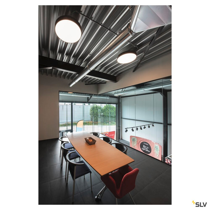 MEDO 60 ceiling light, LED, 3000K, round, black, Ø 60 cm, can be converted to a pendant, 40 W