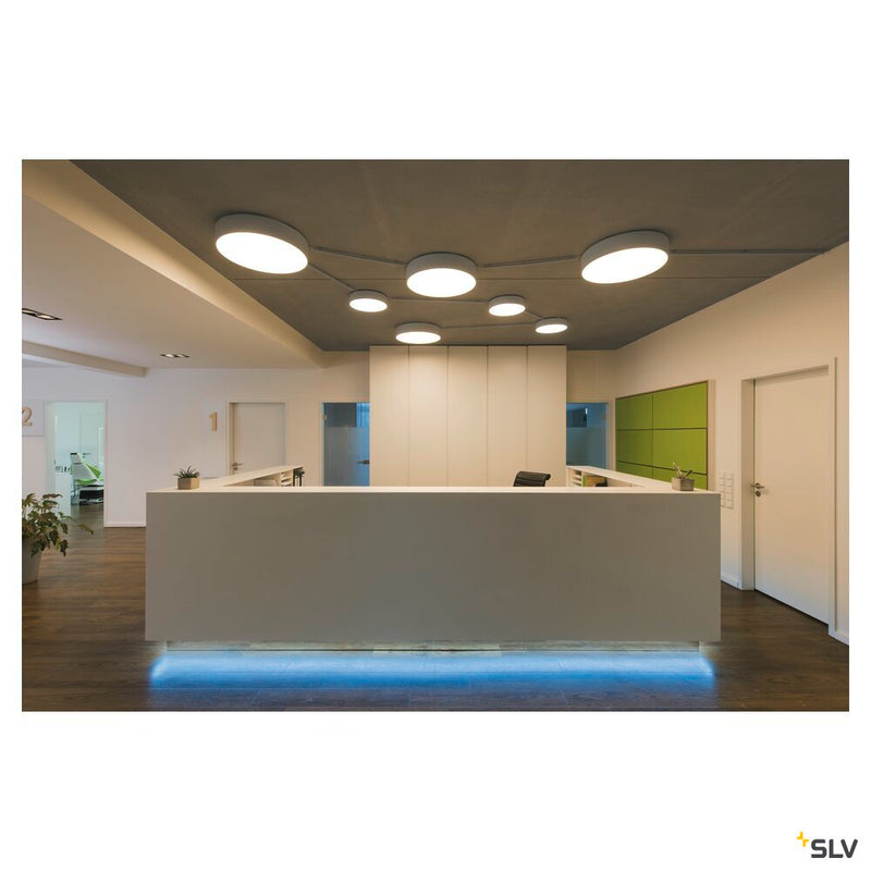 MEDO 40 ceiling light, LED, 3000K, round, silver-grey, Ø 38 cm, can be converted to a pendant, 31 W