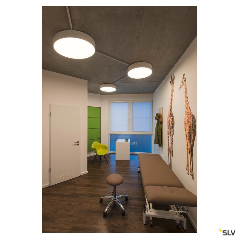 MEDO 90 ceiling light, LED, 3000K, round, silver-grey, Ø 90 cm, can be converted to a pendant, 120W