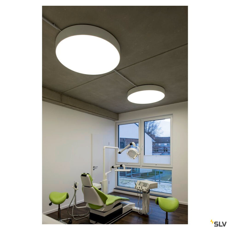 MEDO 90 ceiling light, LED, 3000K, round, silver-grey, Ø 90 cm, can be converted to a pendant, 120W