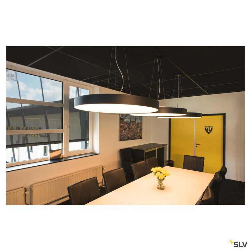 MEDO 90 ceiling light, LED, 3000K, round, black, Ø 90 cm, can be converted to a pendant, 120W