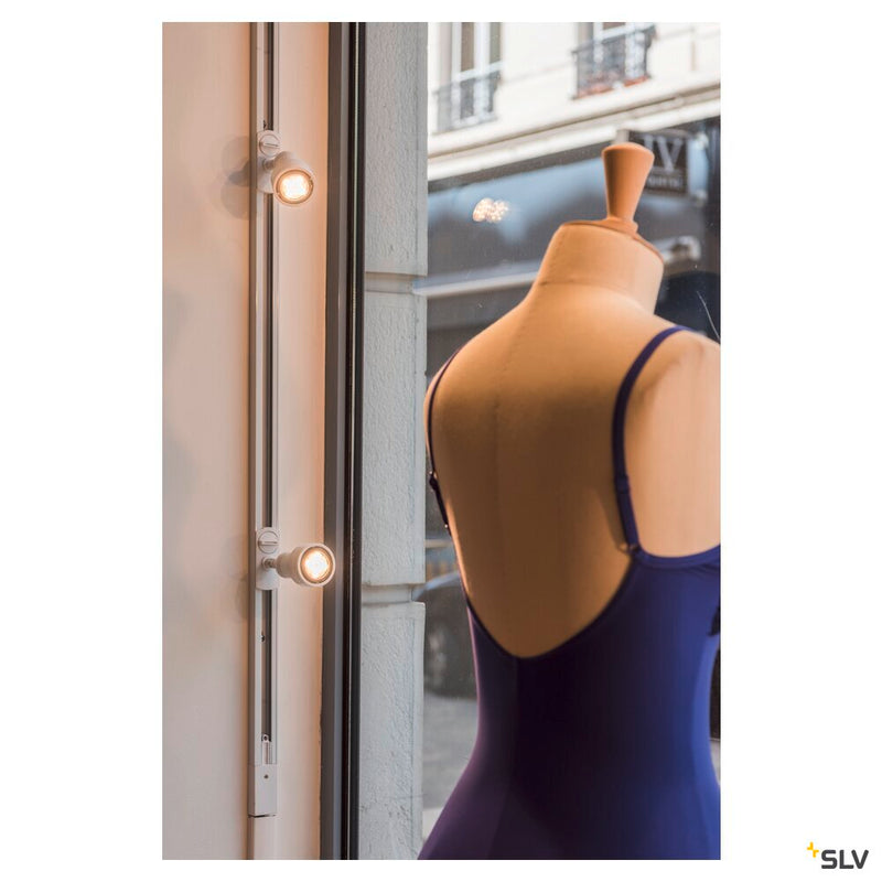 PURI spot for 240V 1-phase track, QPAR51, white, max. 50W, incl. 1-phase adapter