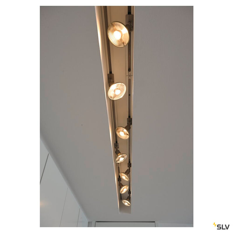 PURI spot for 240V 1-phase track, QPAR51, silver-grey, max. 50W, incl. 1-phase adapter