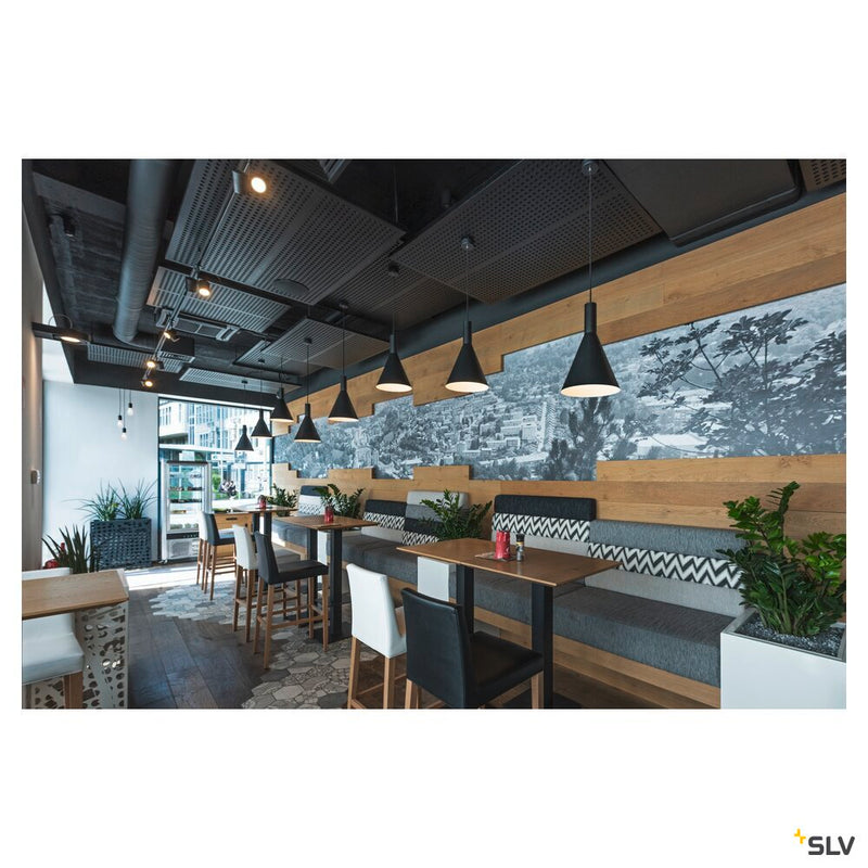 PHELIA pendant, TC-(D,H,T,Q)SE, black, Ø/H 28/42 cm, max. 23W