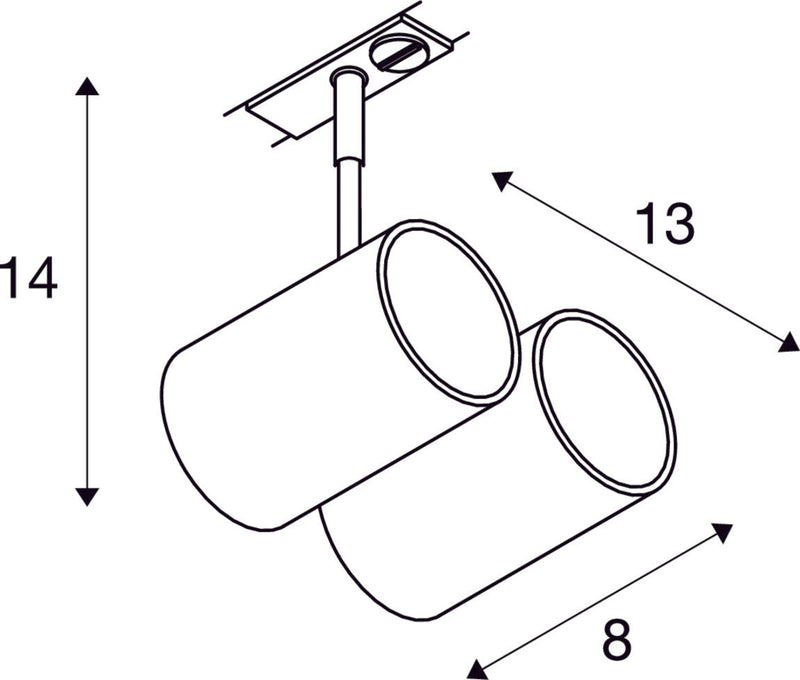 BIMA 2, spot for 240V 1-phase track, double-headed, QPAR51, matt white, max. 50W, incl. 1-phase adapter