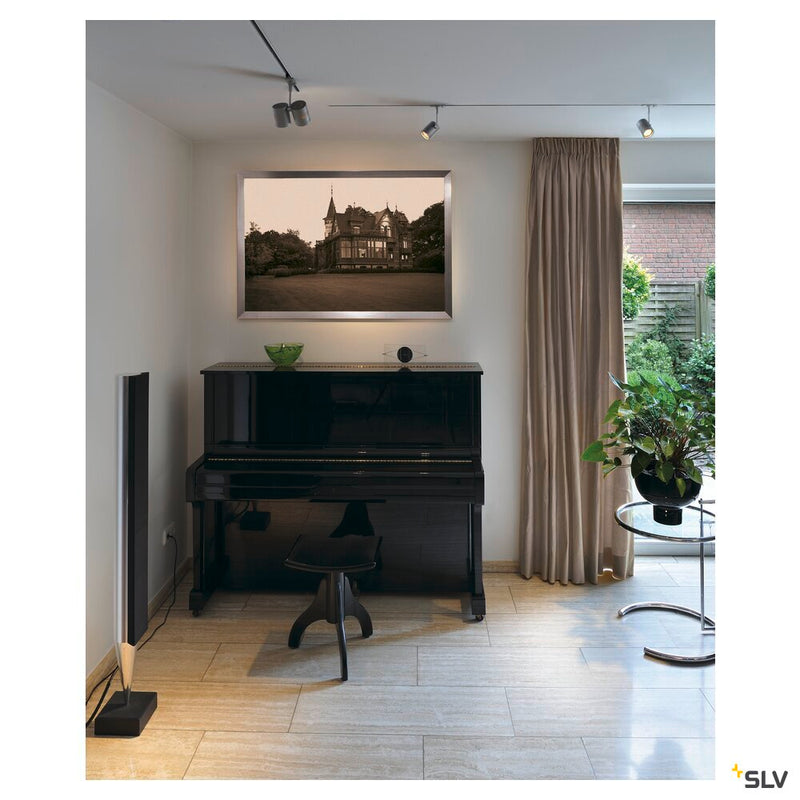 BIMA 1, spot for 240V 1-phase track, single-headed, QPAR51, silver-grey, max. 50W, incl. 1-phase adapter