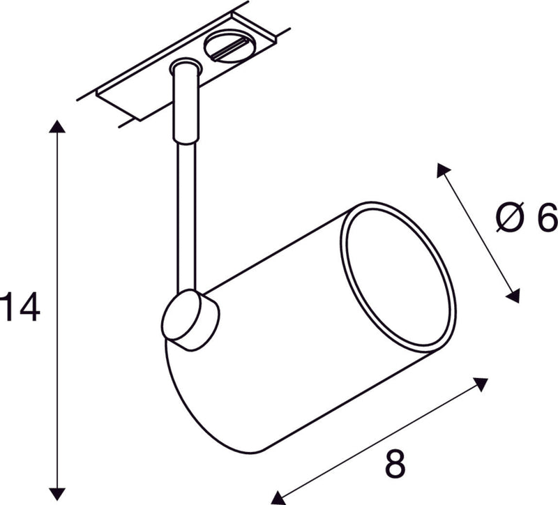 BIMA 1, spot for 240V 1-phase track, single-headed, QPAR51, silver-grey, max. 50W, incl. 1-phase adapter