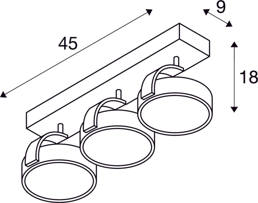 KALU wall and ceiling light, triple-headed, QPAR111, round, matt white, max. 225 W