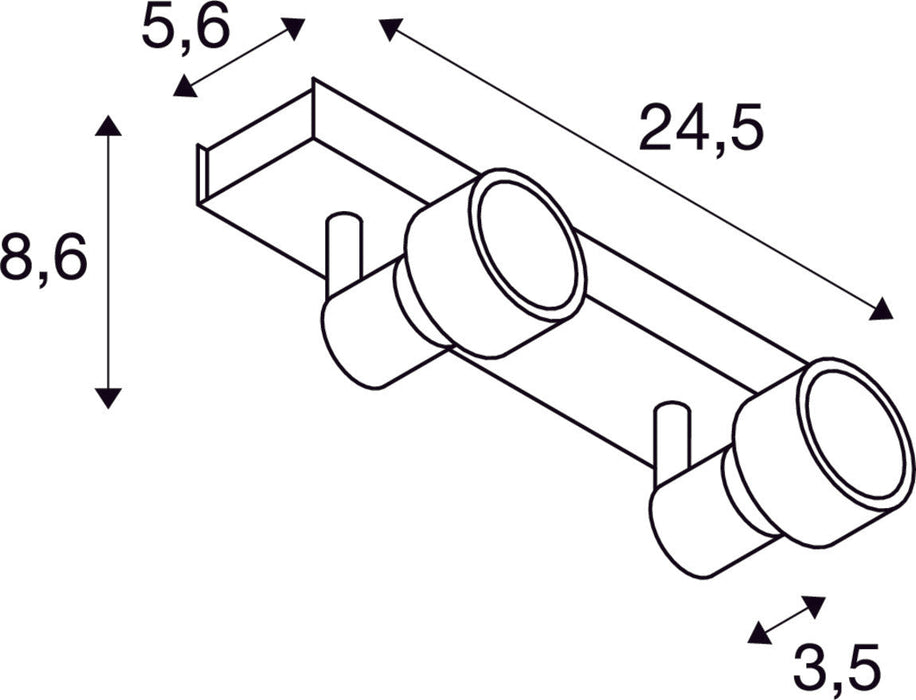 PURI 2 wall and ceiling light, double-headed, QPAR51, matt black, max. 100 W, with deco ring