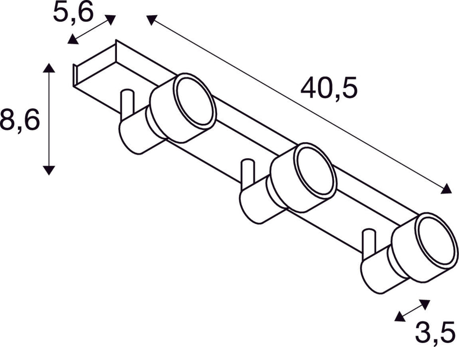 PURI 3 wall and ceiling light, triple-headed, QPAR51, matt black, max. 150 W, with deco ring