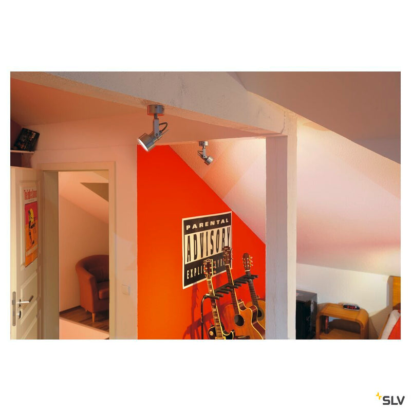 INDA, wall and ceiling light, spot, QPAR51, brushed aluminium, max. 50 W