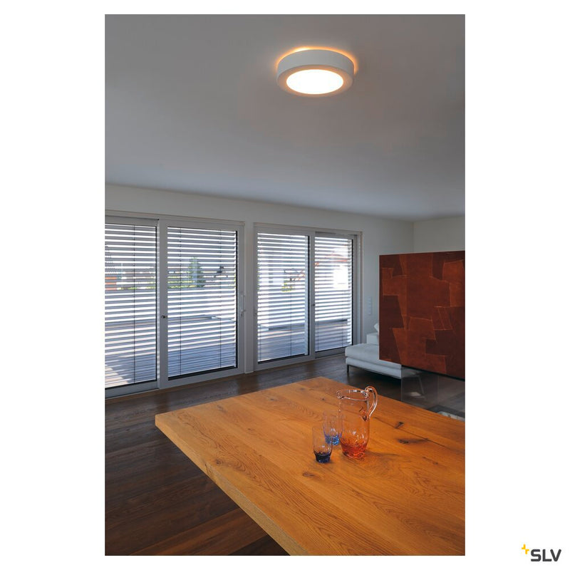 PLASTRA 105, ceiling light, TC-DSE, round, white plaster, max. 50 W