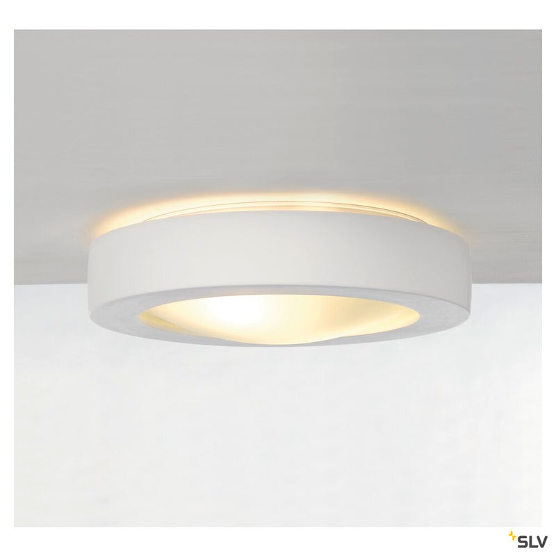 PLASTRA 105, ceiling light, TC-DSE, round, white plaster, max. 50 W