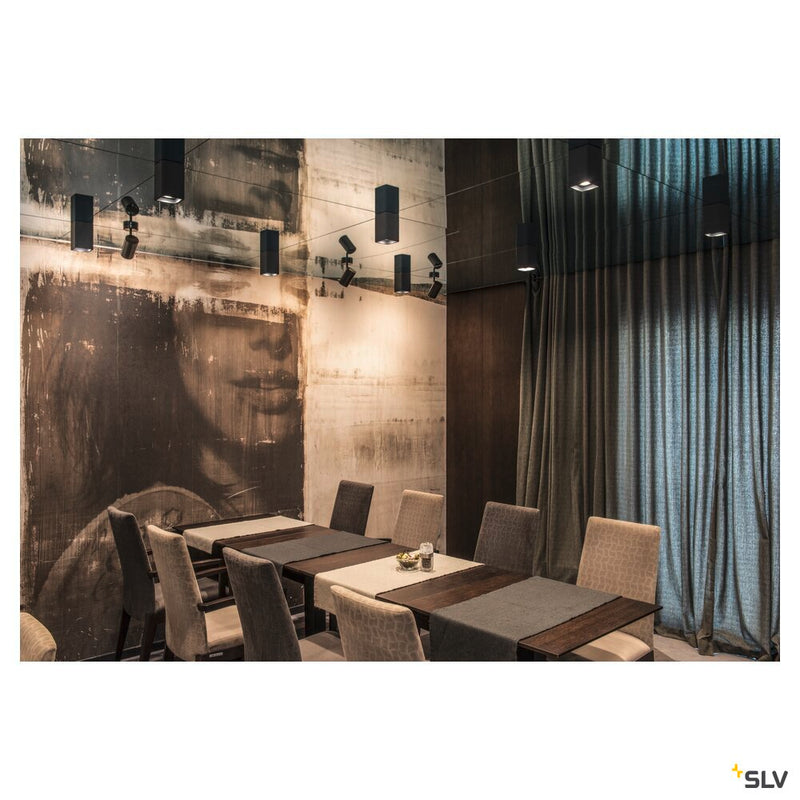 PLASTRA, ceiling light, QPAR51, square, white plaster, max. 35 W