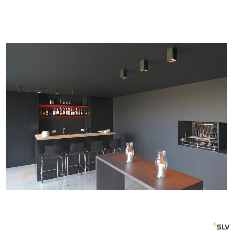 PLASTRA, ceiling light, QPAR51, square, white plaster, max. 35 W