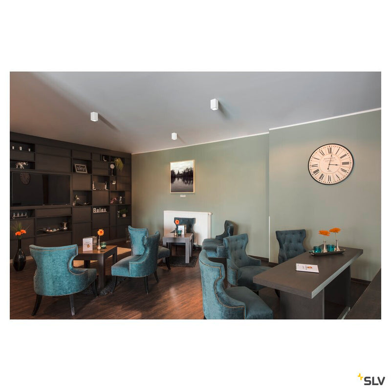 PLASTRA, ceiling light, QPAR51, square, white plaster, max. 35 W