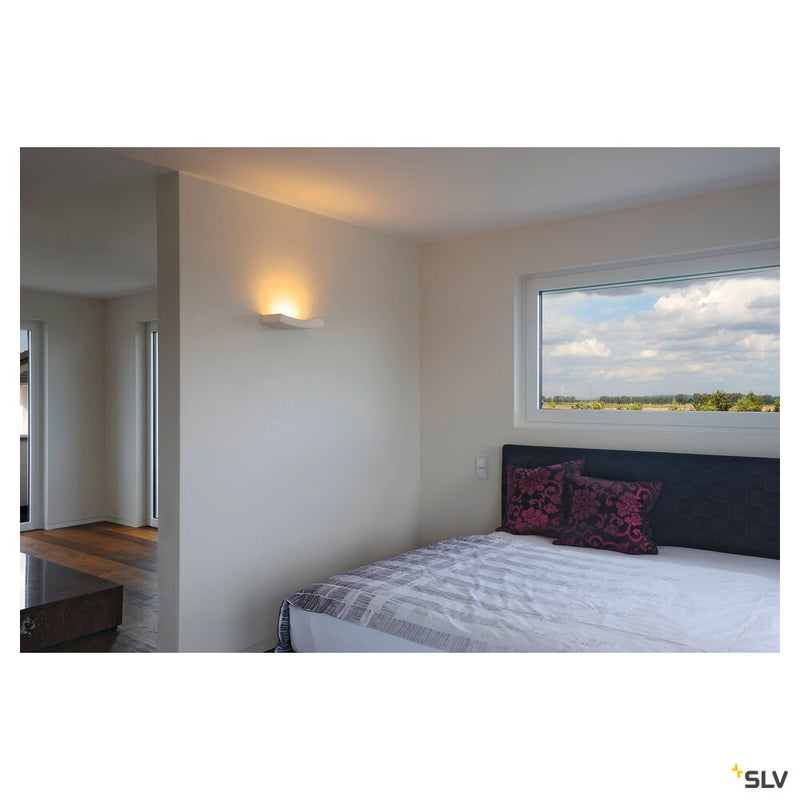 PLASTRA 102 CURVE, wall light, white plaster, QT-DE12, max. 100 W