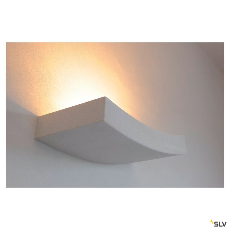 PLASTRA 102 CURVE, wall light, white plaster, QT-DE12, max. 100 W