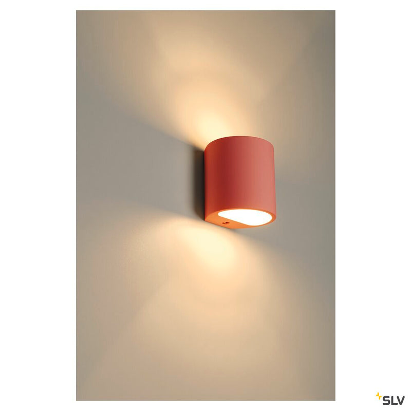 PLASTRA 104, wall light, QT14, round, white plaster, QT14, max. 42 W