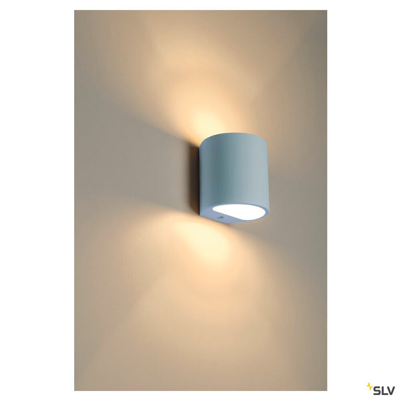 PLASTRA 104, wall light, QT14, round, white plaster, QT14, max. 42 W