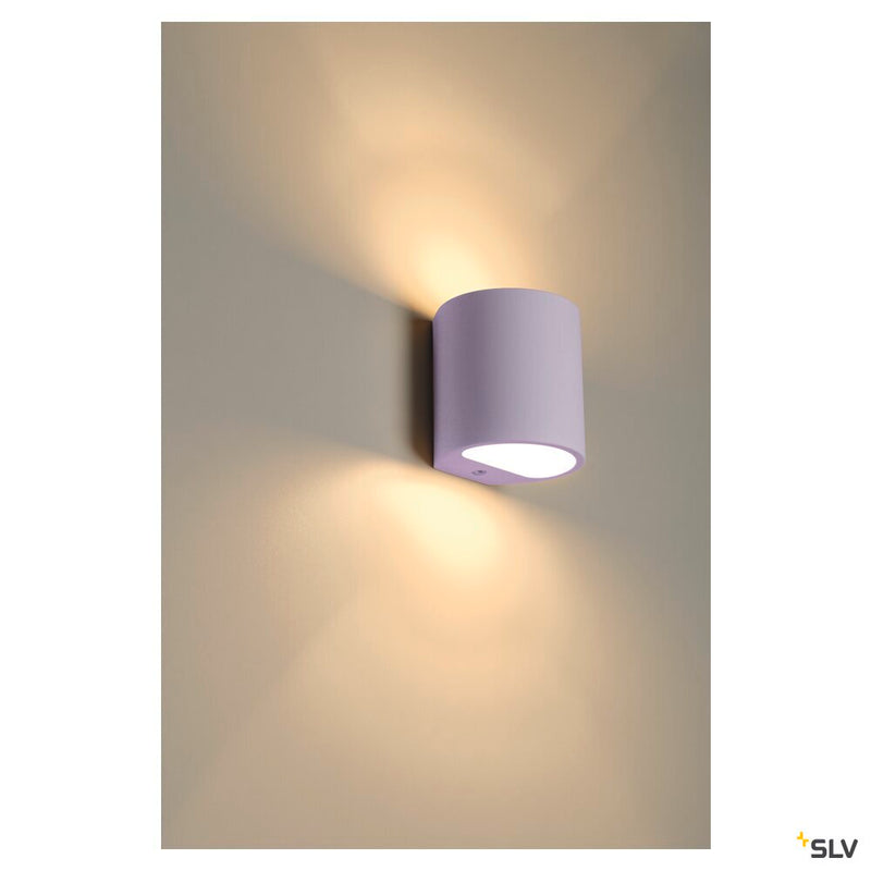 PLASTRA 104, wall light, QT14, round, white plaster, QT14, max. 42 W