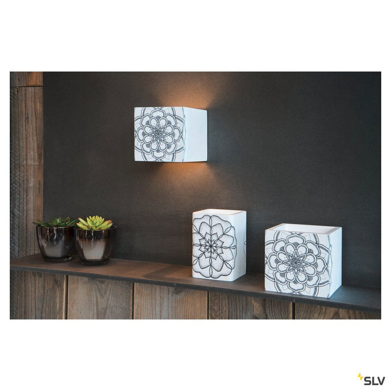 PLASTRA wall light, QPAR51, square, Cube, white plaster, max. 42 W