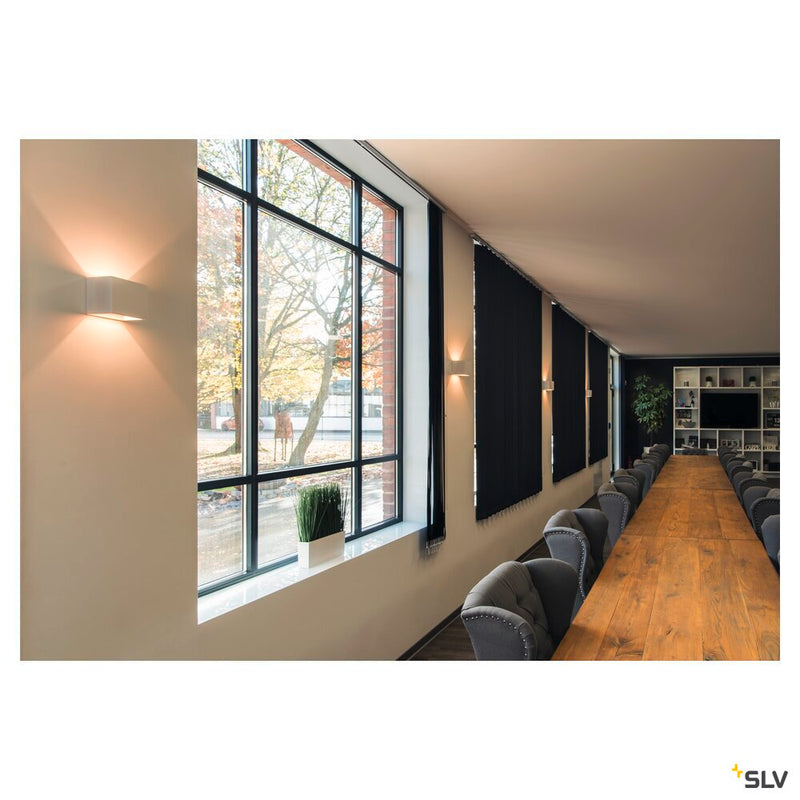 PLASTRA wall light, QPAR51, square, Cube, white plaster, max. 42 W