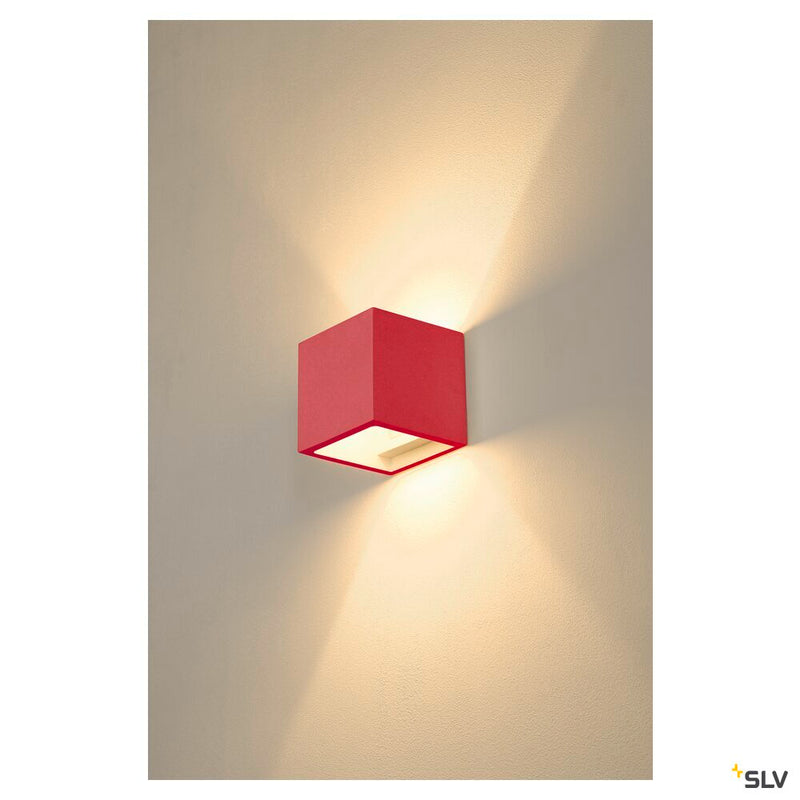 PLASTRA wall light, QPAR51, square, Cube, white plaster, max. 42 W