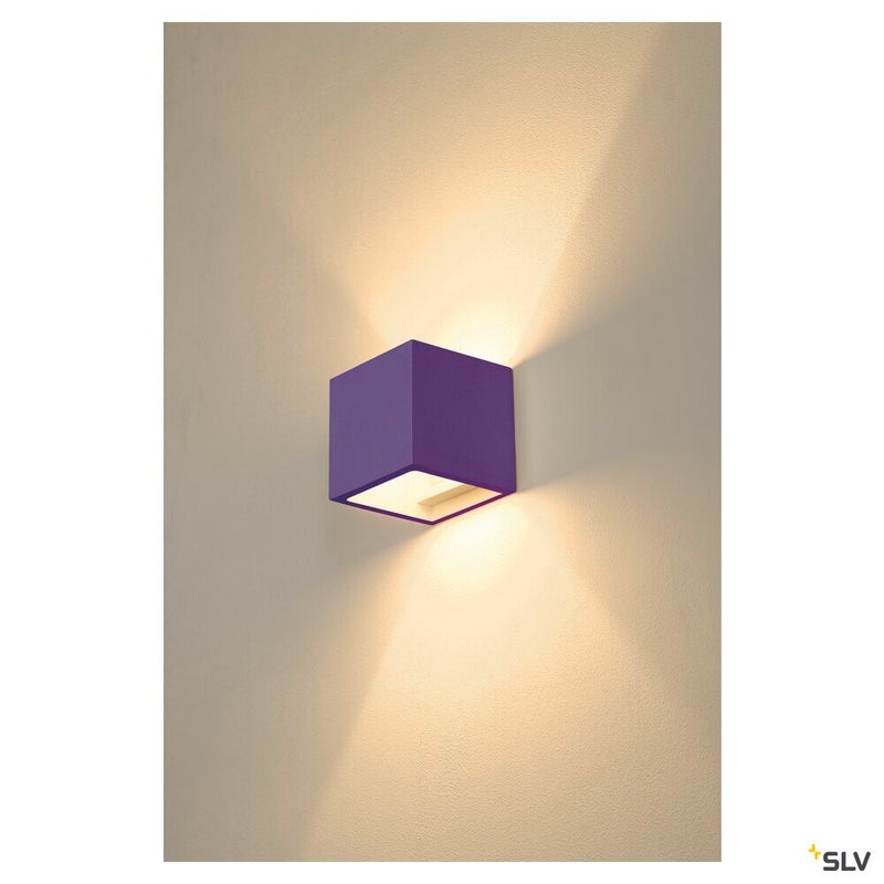 PLASTRA wall light, QPAR51, square, Cube, white plaster, max. 42 W